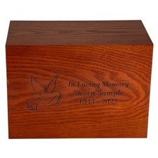 Economy Custom Engraved Wood URN for Ashes in Cherry Finish- Medium