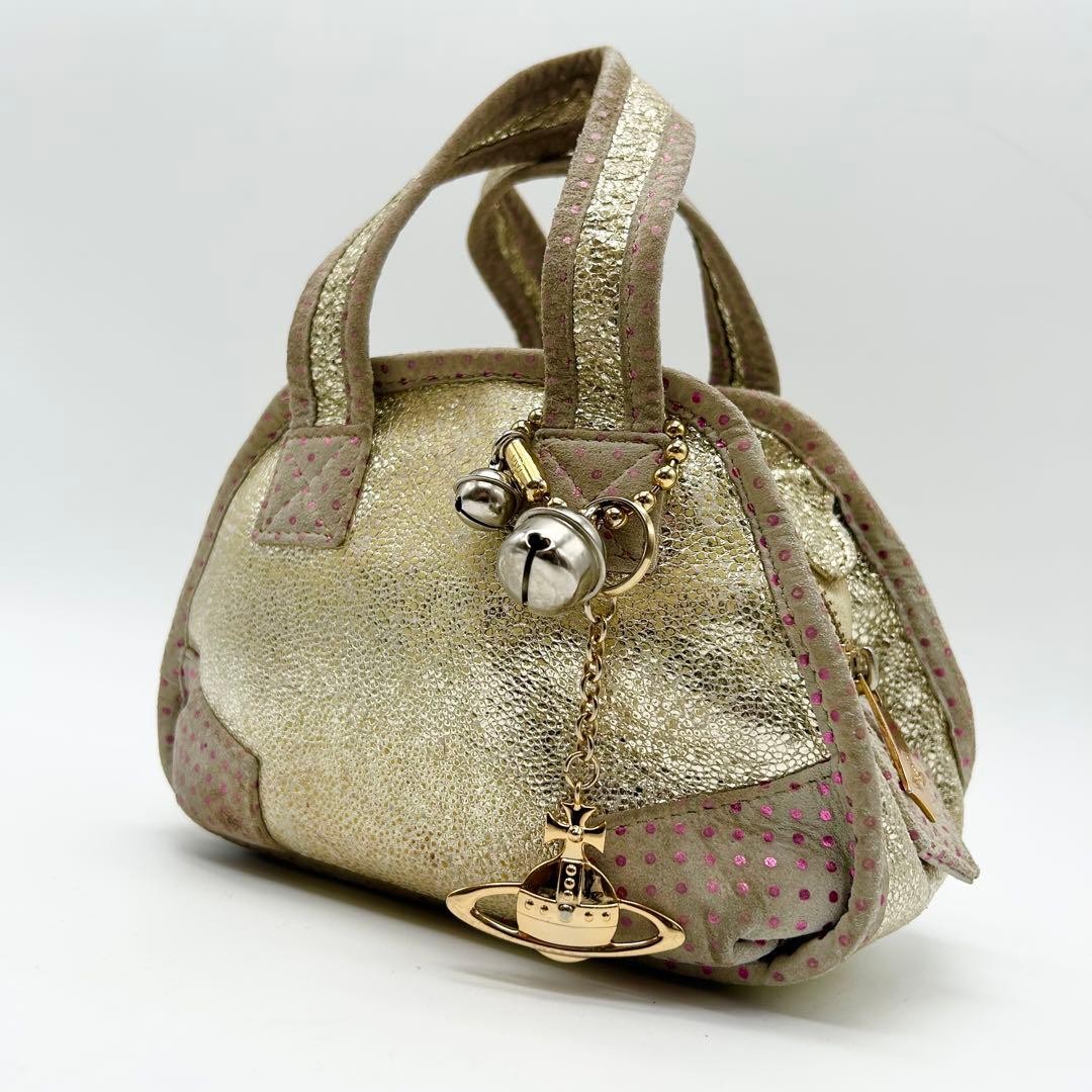 Vivienne Westwood Yasmin Mini Boston Bag Metallic Gold Orb Charm