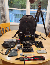 Canon EOS 7D Mark II DSLR Digital Camera Bundle w/ Lenses, Bag, Tripod, SD
