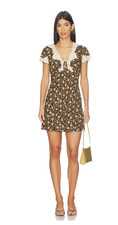 BNWT Rixo LACIE Eva Floral Brown Mini Dress SZ: L PRP: £340