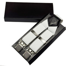 Men's Anti-Slip Suspenders 4-Clip 3.5cm Elastic Adjustment Formal Trouser Braces