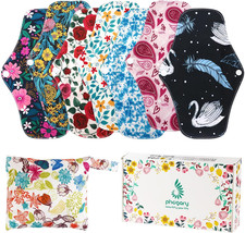 Reusable Menstrual Pads, Bamboo Cloth Pads for Heavy Flow with Wet Bag, Large Sa