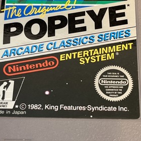 Solo cartucho Popeye (sistema de entretenimiento original Nintendo 1986) probado NES