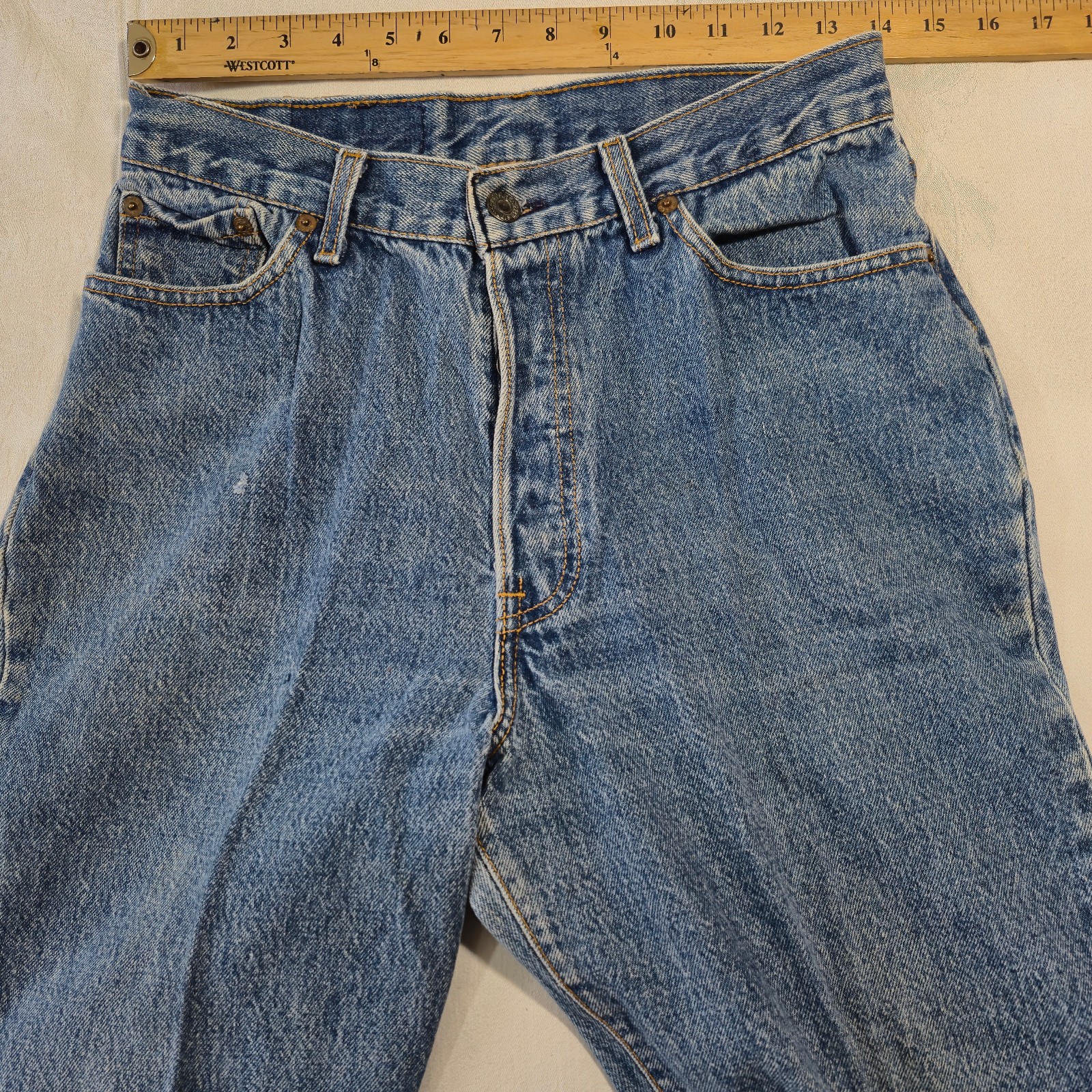 VTG LEVIS 501 JEANS BUTTON FLY SIZE 11 BLUE 28x28 MADE IN USA thumbnail 7