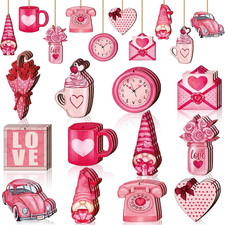 36 Pcs Valentine'S Day Wooden Ornaments Pink Valentine Tree Decorations Gnomes H