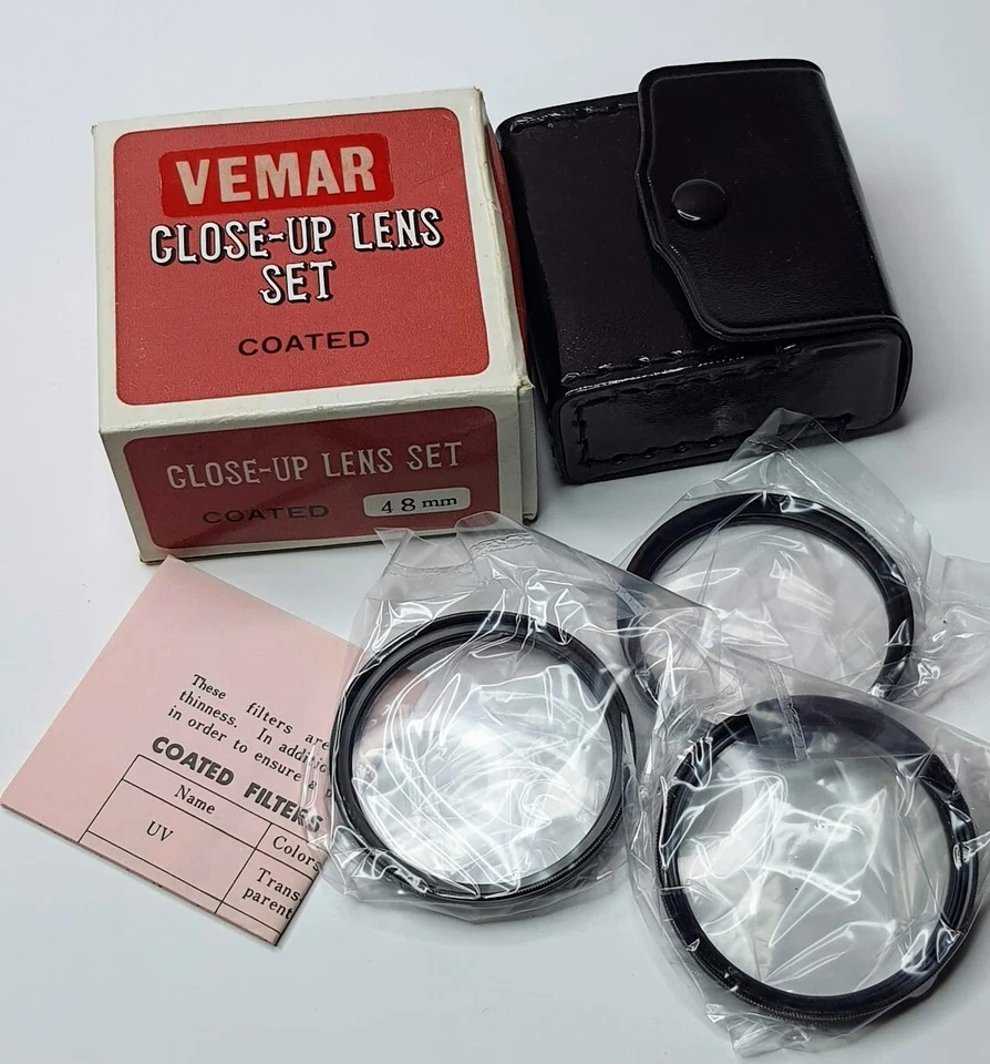 Genuine Vemar 48mm Close-Up Lens Set +1 +2 +3 Glass Lens Filter Japan 48 mm new - Image 2 of 4