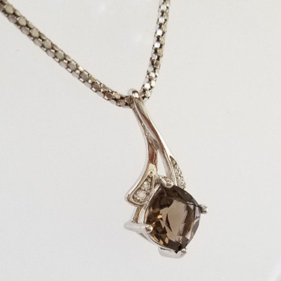 Echter brauner Topas Edelstein 925 Sterlingsilber Halskette Anhänger NEU 60 $