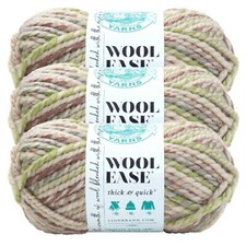  3 Pack Lion Brand Yarn 640-551D Wool-Ease Thick  Quick Bulky Yarn, Fern
