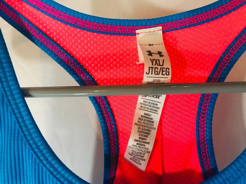 Girls Under Armour Heat Gear Blue Tank Top Athletic Workout Running Youth XL - Image 3 of 4