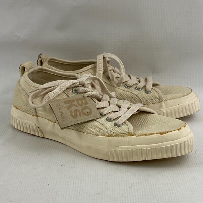 Mens 8.5 Reeboks Boks Sneakers Cream Heavy Canvas Dress Treads 1994 NOS Flaws