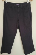 NYDJ Crop Capri Black Linen Blend Pants Womens Size 6 Petite