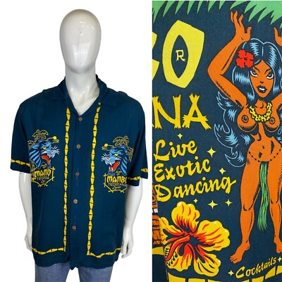 MAMBO LOUD SHIRTS Vintage 90s Topless Hula Girl Shirt L Naked Tiki