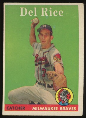 1958 Topps Baseball Del Rice Milwaukee Braves #51 | eBay
