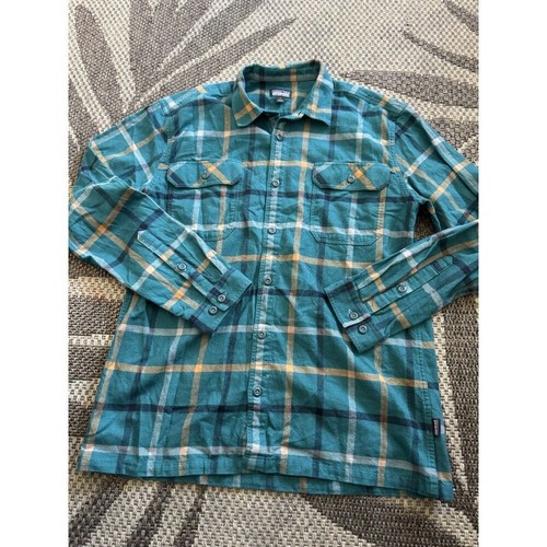 Patagonia Uomo Cotone Biologico Bottoni Manica Lunga Plaid Down Flanella L Large - Foto 2 di 7