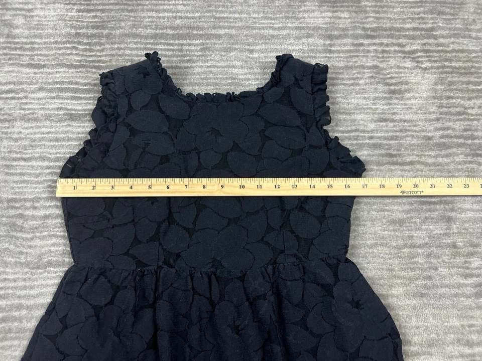Vestido corto de tul Anthropologie para mujer grande negro sin mangas con superposición floral Foto 4 de 4