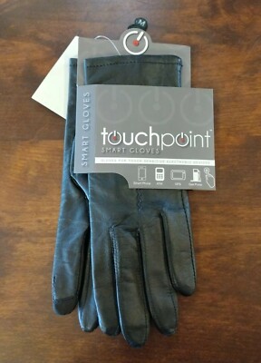 Touchpoint Black Soft Genuine Leather Smart Gloves Fownes Bros Medium NWT 