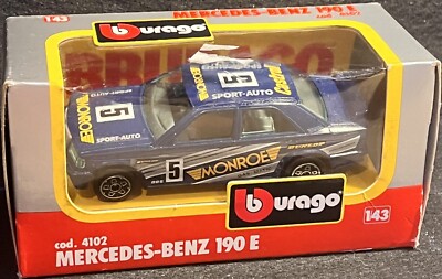 Burago Mercedes-Benz 190E Blue Race Car Cod. 4102 Diecast Car 1:43 Made In ITALY