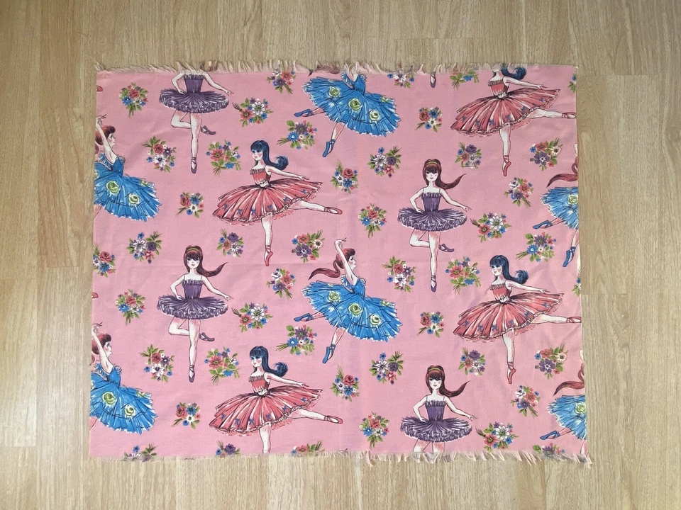 Vintage 1960s Ballerina Ballet Dancer Tutu Pink Cotton Fabric 33" x 43" - Image 2 of 3
