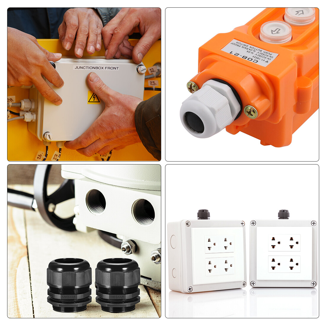 20pcs M20x1.5 Cable Gland 6mm-12mm Wire Hole Waterproof Nylon Joint Adjustable