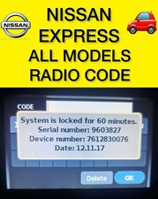 🚗 Nissan Radio Code Autocodes Micra Note Qashqai Almera Juke Connect | EXPRESS