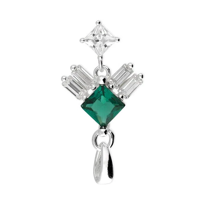 Smeraldo Baguette Ciondolo Argento Sterling 925 Marchiato Tutti Catena Lunghezze - Immagine 3 di 3