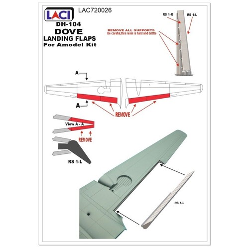 1/72 LAC720026 DH 104 Dove Landing Flaps for Amodel model kit - Picture 2 of 6