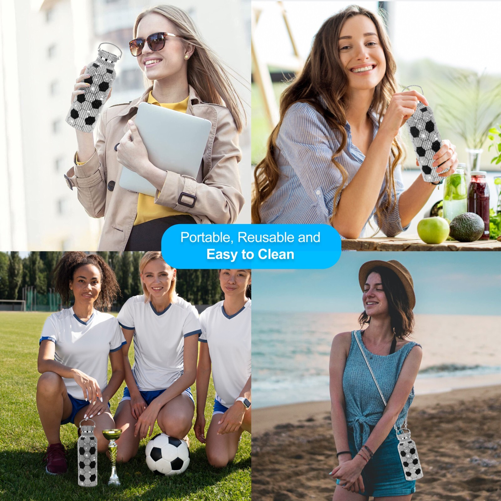 Soccer Diamond Water Bottle, Great Gift Idea for Girls(500ml/16.9 oz)&nbsp;