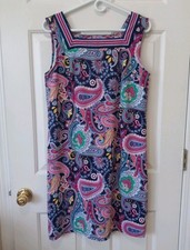 TALBOTS Women's Nylon Spandex Paisley Casual Career Summer Resort Dress LP