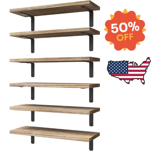 Pack of 6 Wall Shelves Rustic Farmhouse Style Wood Floating Shelves for Wall Dec
Opens in a new wind