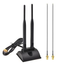 2.4GHz 5GHz Dual Band RP-SMA Male WiFi Antenna  RP-SMA Female Cable 9.8 inch...