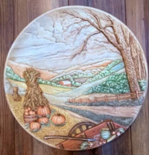 Vintage BYRON MOLDS 13" FALL/AUTUMN Season 3D Wall Plaque 1973