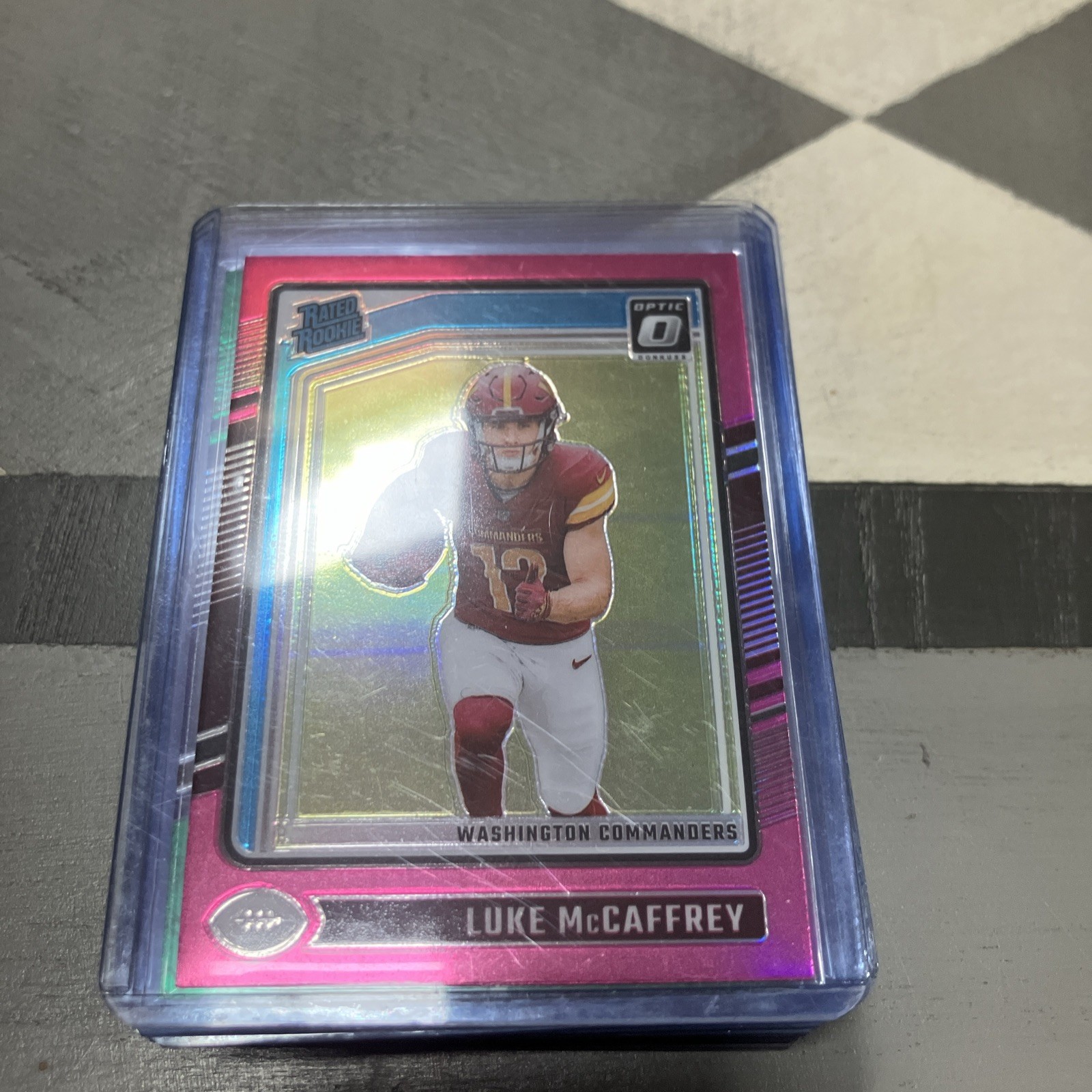 2024 Panini Donruss Optic - Rated Rookie Luke McCaffrey #268 Pink Prizm (RC)