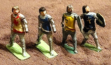Soldatini giocattolo vintage Courteney & Doran anni 20 piombo dipinto cavalieri a piedi x4