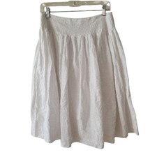Lauren by Ralph Lauren White Linen Embroidered Pleated Skirt Size 4