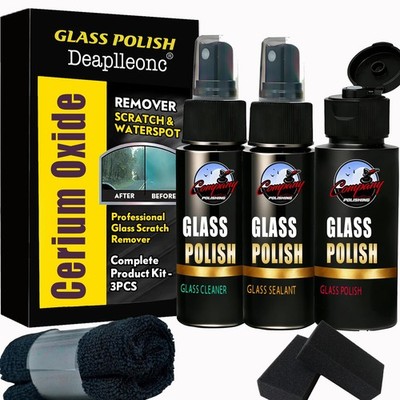 Cerium Oxide Glass Polishing Kit, Windshield Glass Scratch Remover - Restores Cl