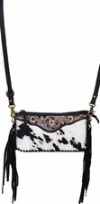 Leather Cowhide Western Floral Tooled Leather Crossbody Shoulder Bag 18RAH30BK