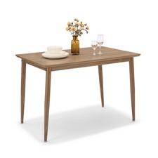 Rectangular Dining Table 4 Seater, Dark Wood Effect Kitchen Table, Vonhaus