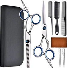 10-in-1 Hair Cutting Kit with Scissors Thinning Shears Combs & Travel Case
