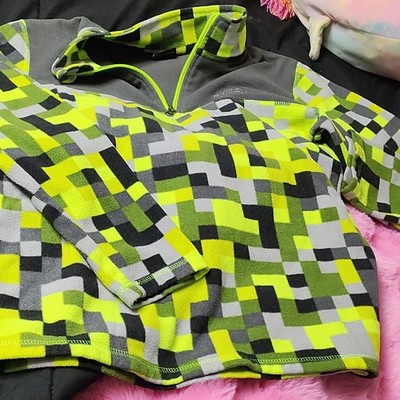 The North Face Boys XL (18/20) Gray Fleece 1/4 Zip Sweatshirt Geometric Pattern