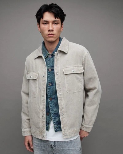 AllSaints - Hombre - Chaqueta - Castleford - L - Radio Gris - Totalmente Nueva con Etiquetas