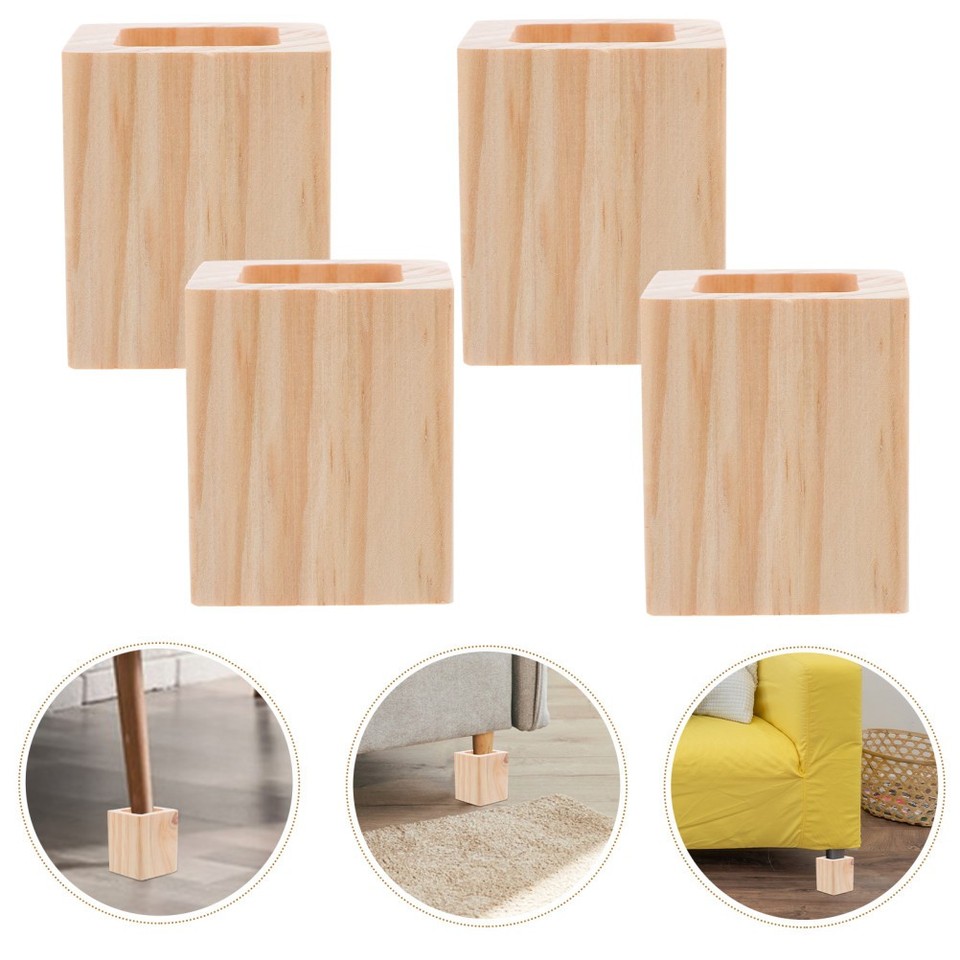 4 Pcs Wood Furniture Risers Sofa Couch Leg Lifters for Furniture | eBay ...