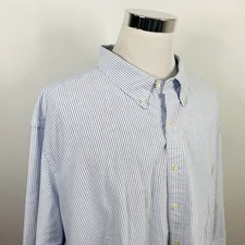 Polo Ralph Lauren 4XB Big Oxford Shirt Blue White Striped Cotton Button Down