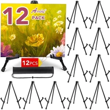 12 Pack 14'' Tabletop Easels, Black Steel Table Top Easels for Display, Adjus...
