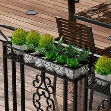 Modern Metal Balcony Shelf - Hanging Railing Planter for Flowers UK Outdoor