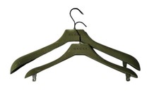 2 two Gucci Green Felt-Covered Plastic Non-Slip Hangers 16.5" 14.5" Coat Shirt