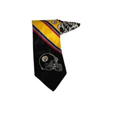 Team NFL Pittsburgh Steelers Football Helmet Logo Vintage Necktie 100 Silk