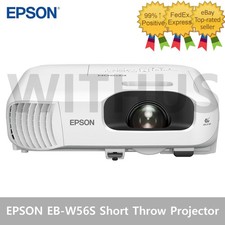 EPSON EB-W56S WXGA 3LCD Short Throw Projector 3700 Lumens HDMI 17000H