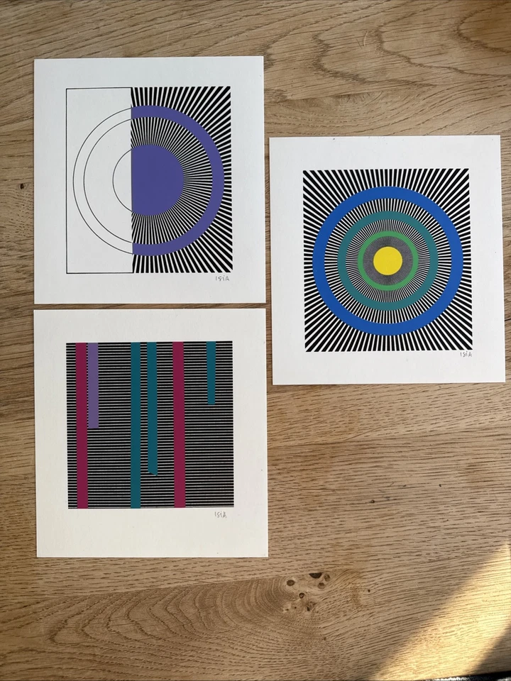 ISIA LEVIANT Kinetic POP ART HANDSIGNIERT Lufthansa Print Serigraph - 3 Stück