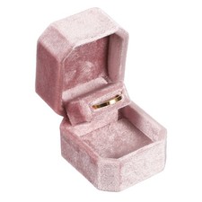 Velvet Ring Box, Octagon Ring Bearer Box Holder for Proposal, Pink