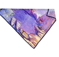 26"x26"Purple Venice Print Pure Mulberry Crepe Silk12momme Scarf 65X65cm5-24